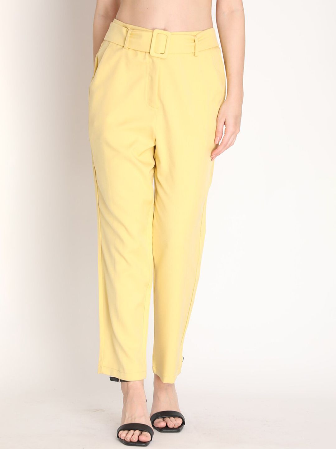 Dlanxa Women Yellow Pleated Trousers Price in India