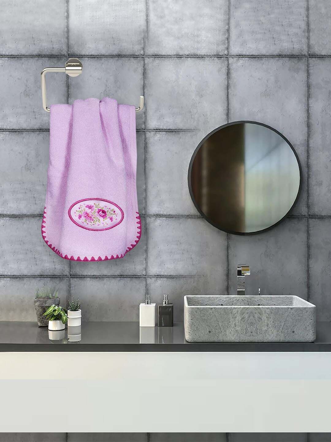 RANGOLI Set of 2 Pink  Hand Towels Price in India