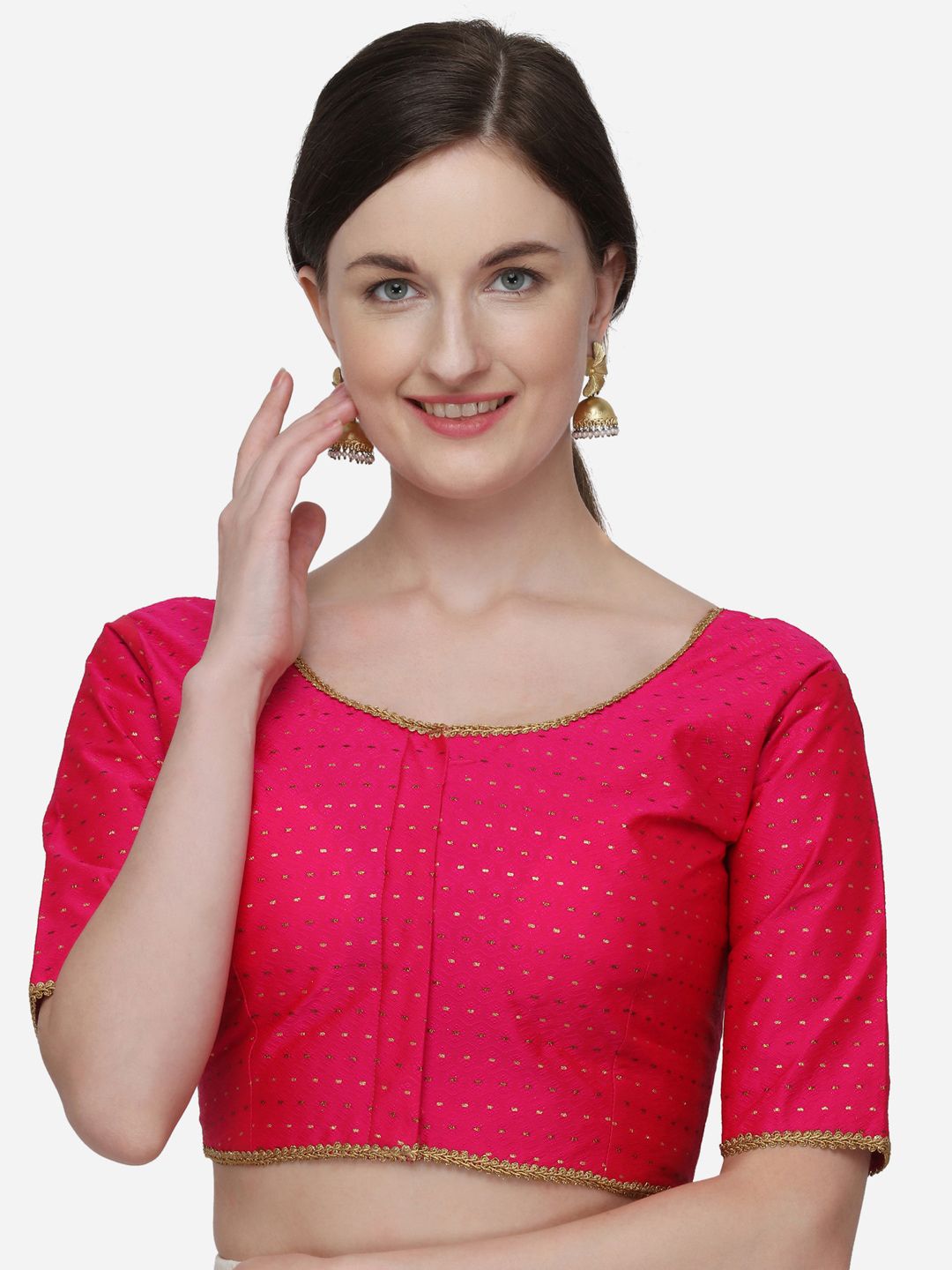 Fab Viva Pink Solid Saree Blouse Price in India