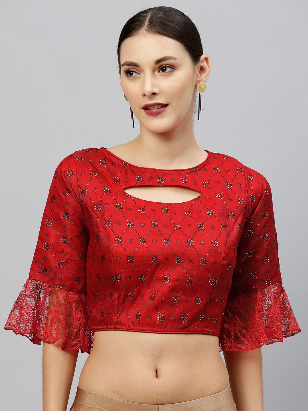 Fab Viva Women Red Printed Saree Blouse Price in India