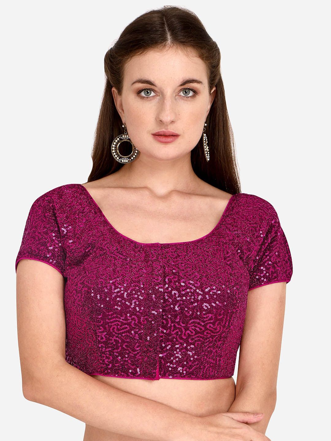 Fab Viva Pink Sequinned Net Blouse Price in India