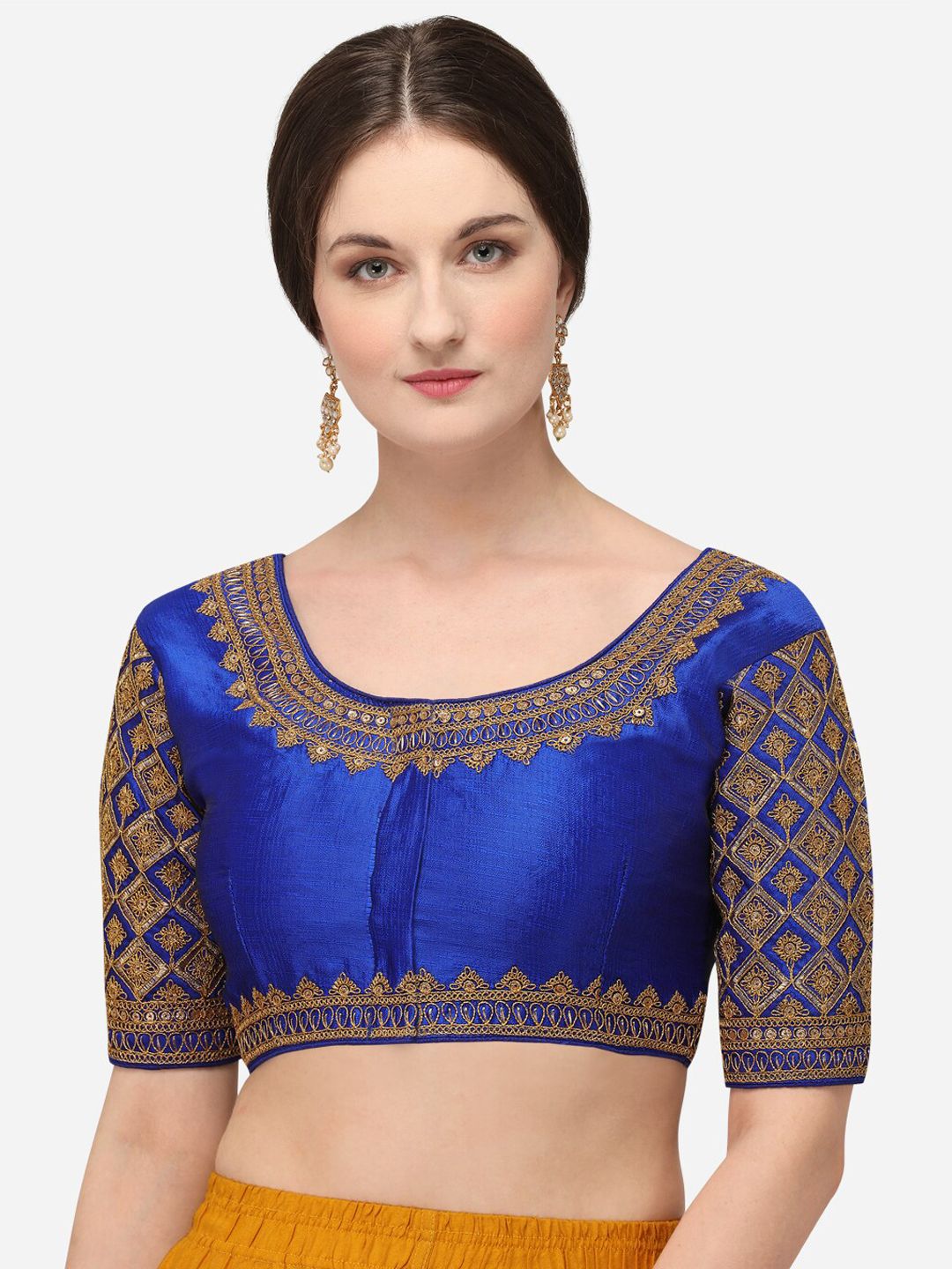 Fab Viva Women Embroidered Blue Saree Blouse Price in India