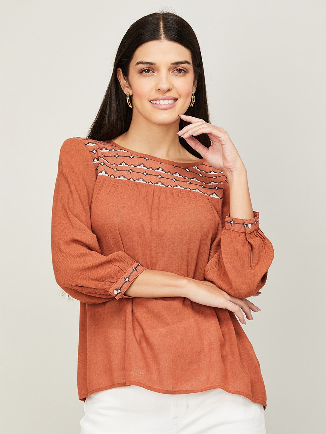 Fame Forever by Lifestyle Brown Solid Top Price in India