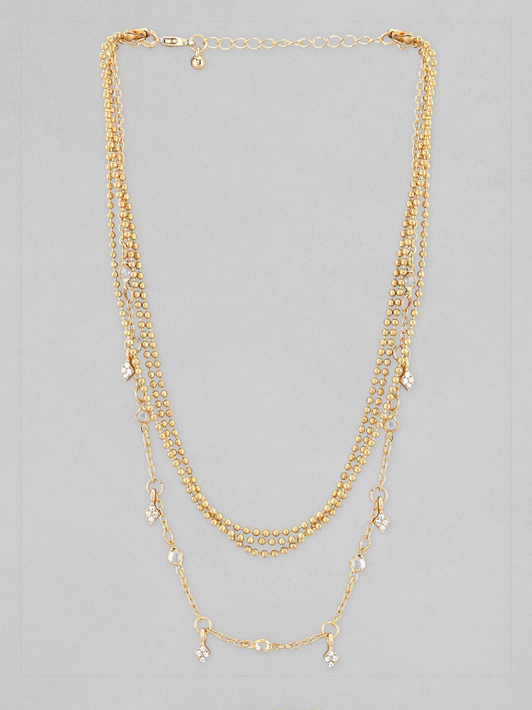 Rubans Voguish Gold-Toned & White Gold-Plated Layered Necklace Price in India