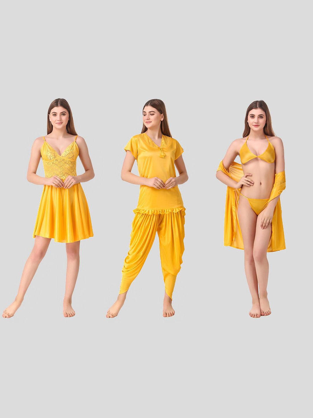 Romaisa Women Yellow Pack of 3 Night suits Price in India