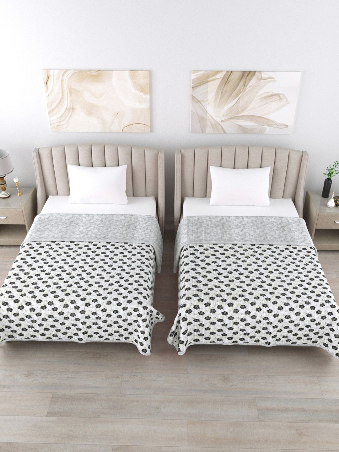 Home Fresh Unisex Grey & White Blankets Quilts and Dohars Price in India