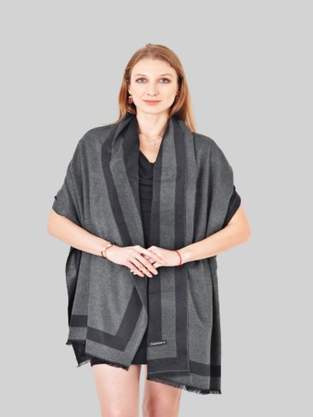 MUFFLY Women Grey Cashmere Wool Stole Price in India