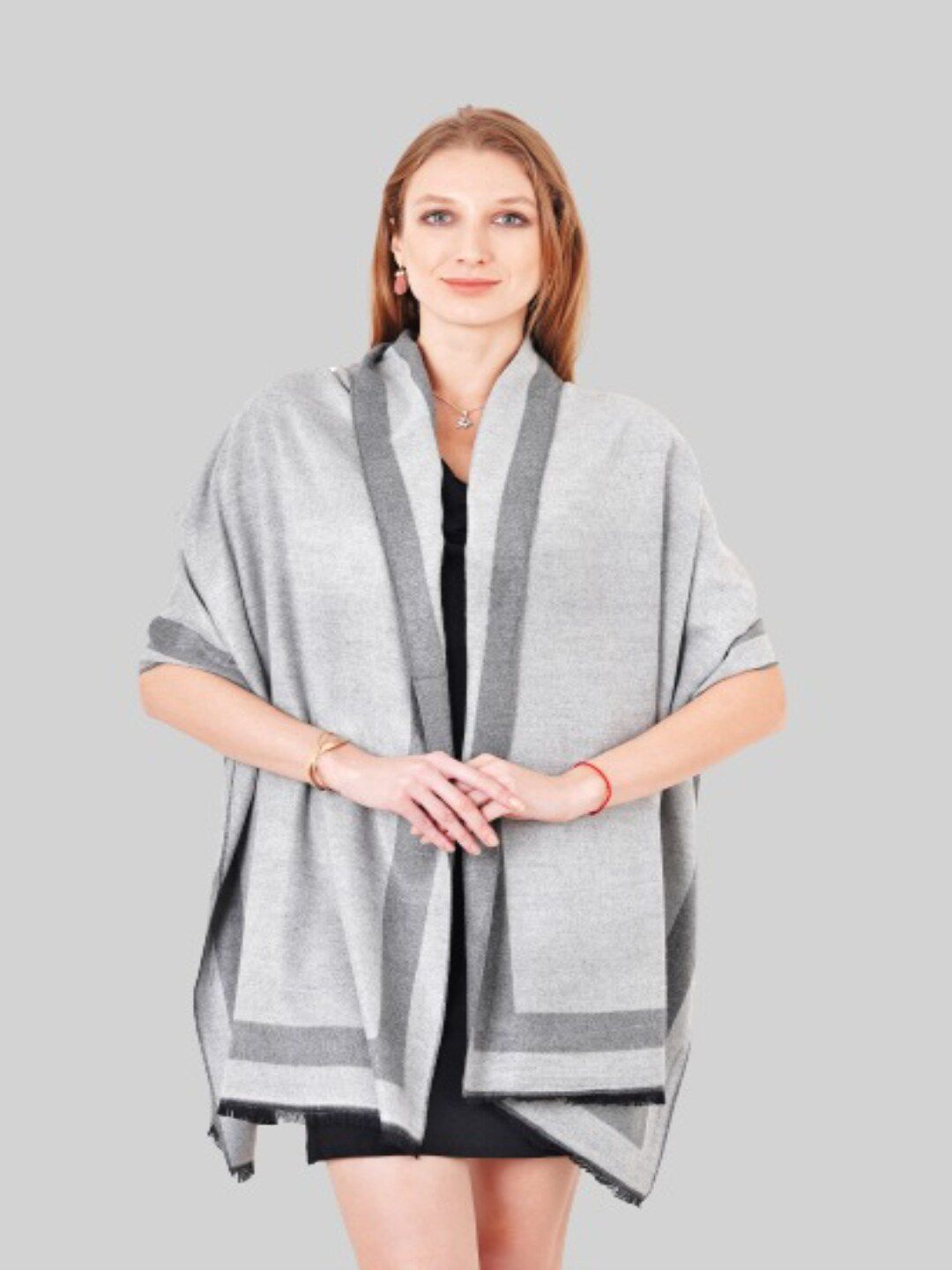 MUFFLY Women Grey Reversible Cashmere Wool Stole Price in India