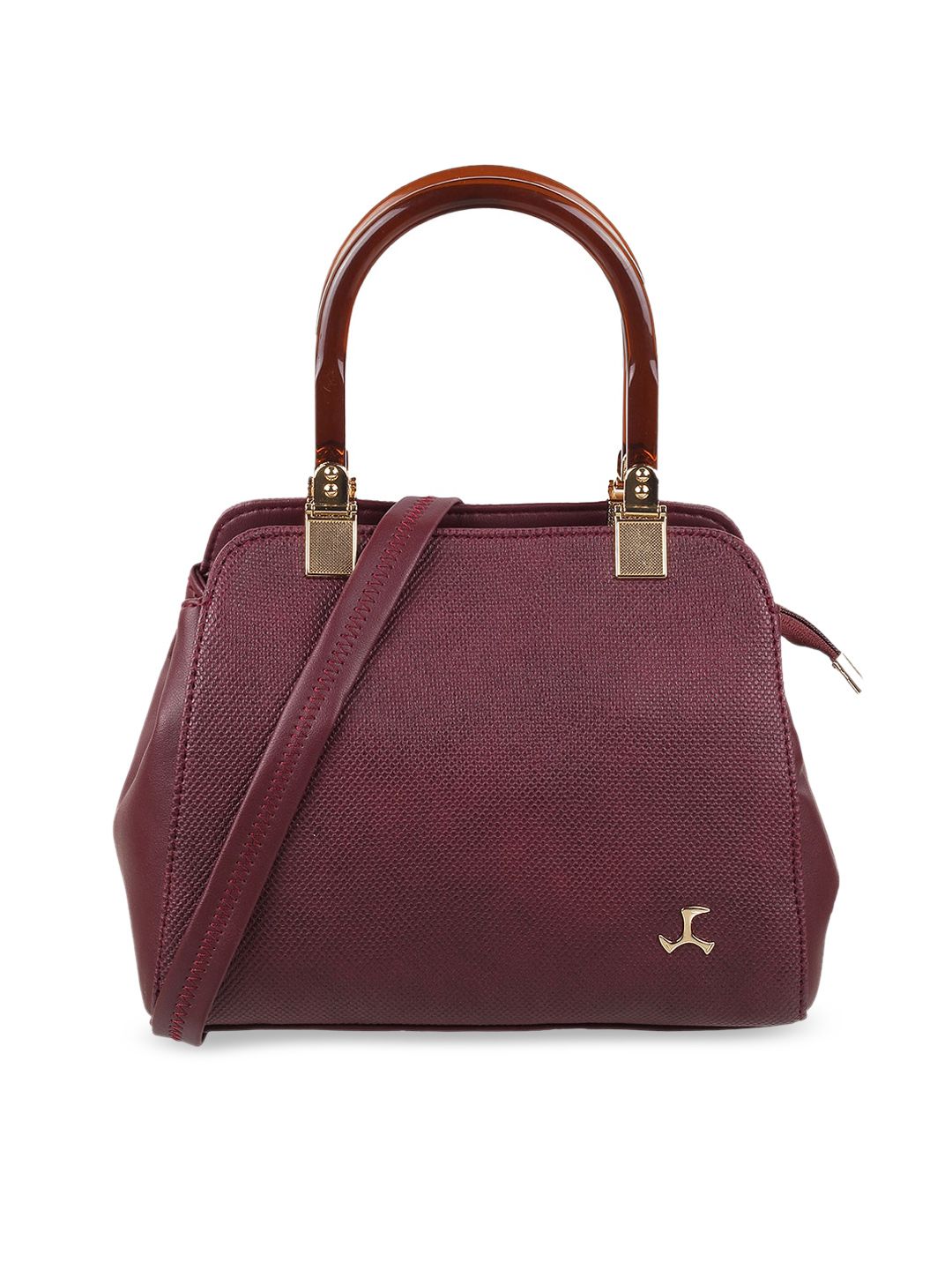Mochi Maroon Structured Handheld Bag Price in India