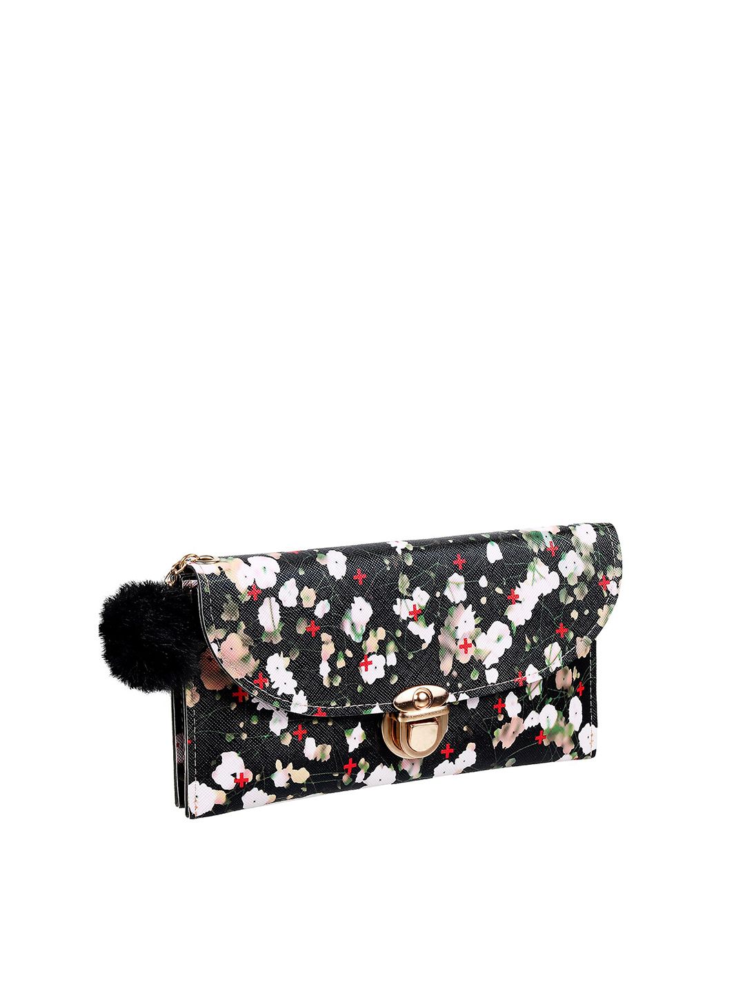 WALKWAY by Metro Women Black Floral Printed Money Clip Wallet Price in India