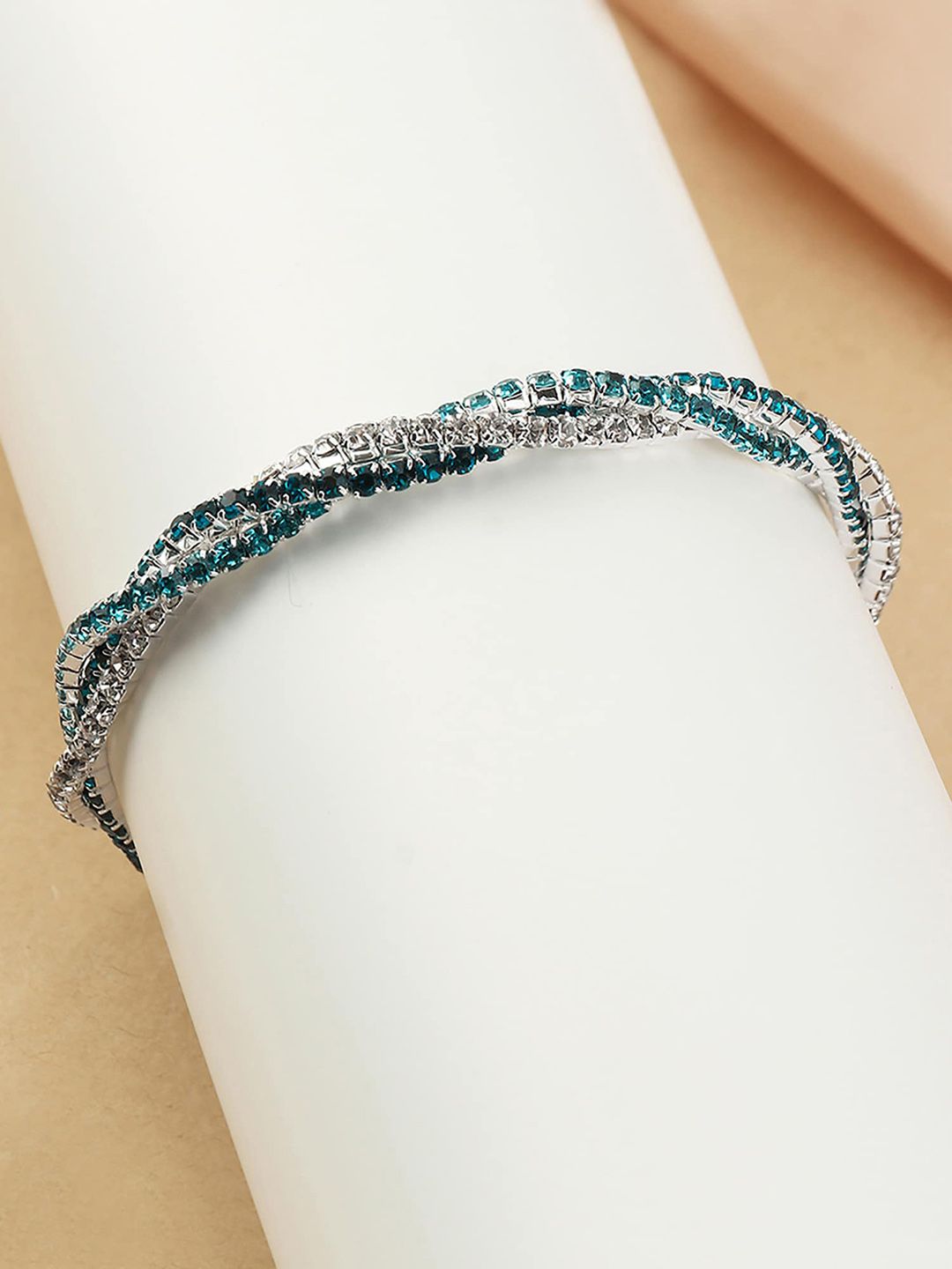 Bellofox Women Blue Silver Kada Bracelet Price in India