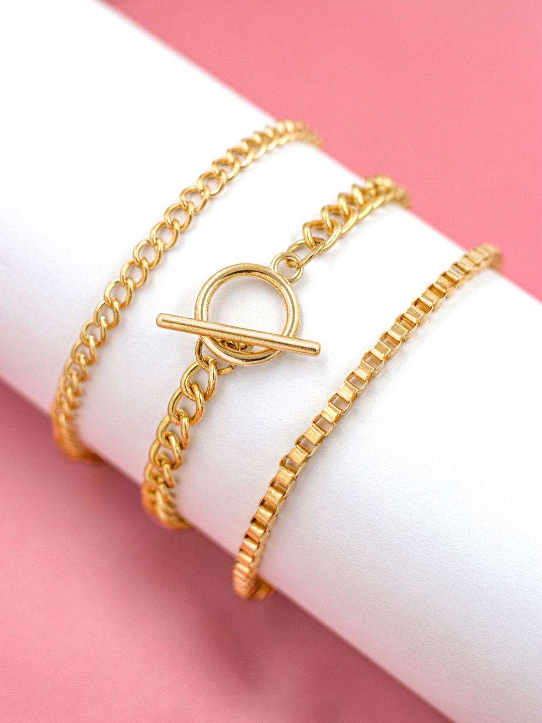 Bellofox Women Gold-Toned Set Of 3  Link Bracelet Price in India