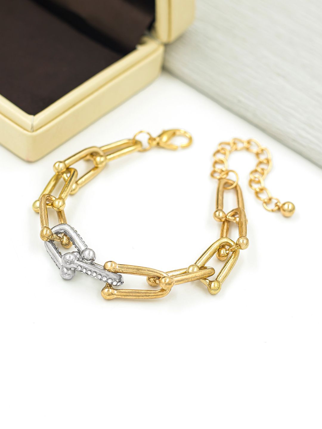 Bellofox Women Gold-Toned & Silver-Toned Link Bracelet Price in India