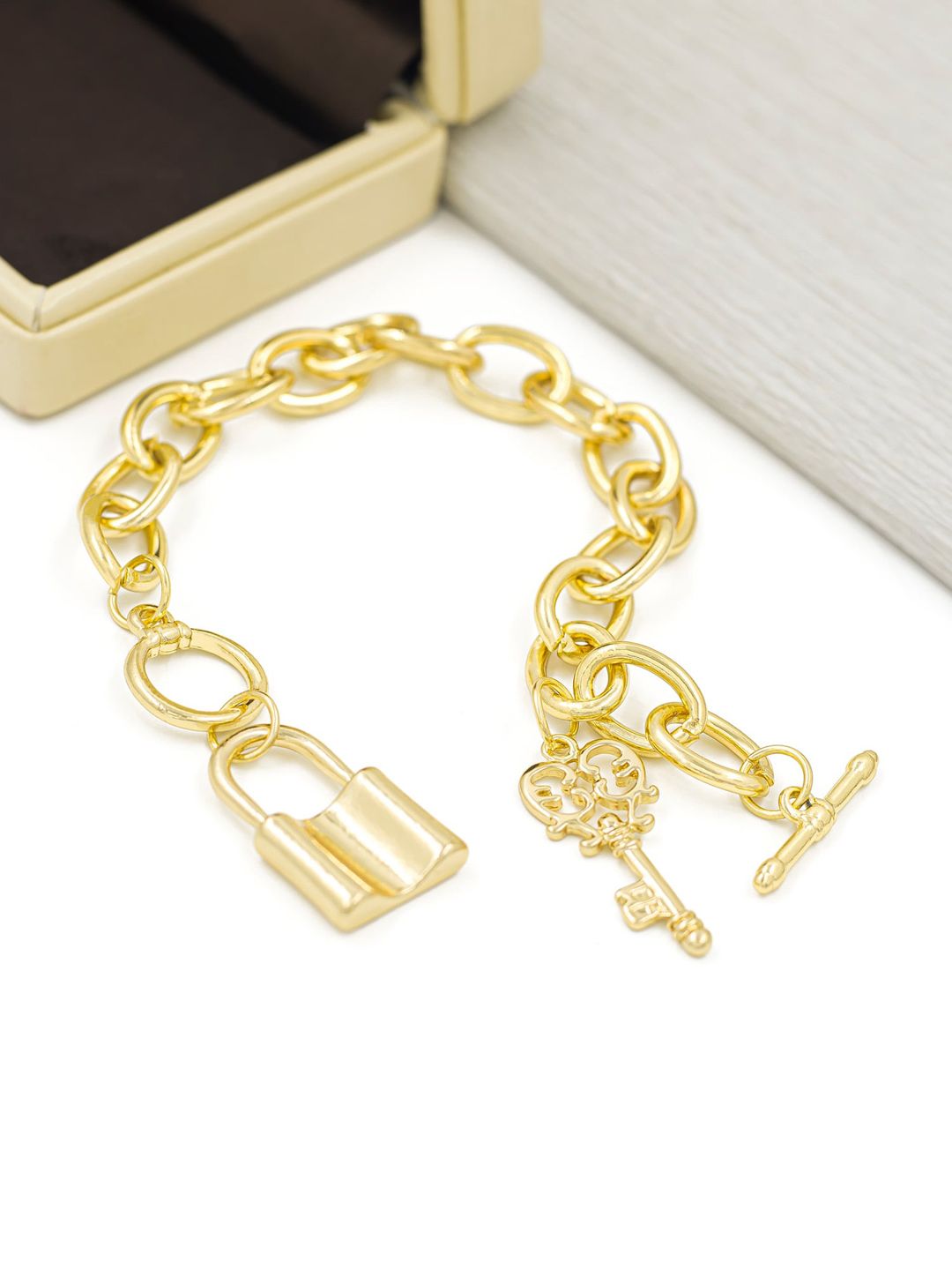 Bellofox Women Gold-Toned Link Interlock Bracelet Price in India