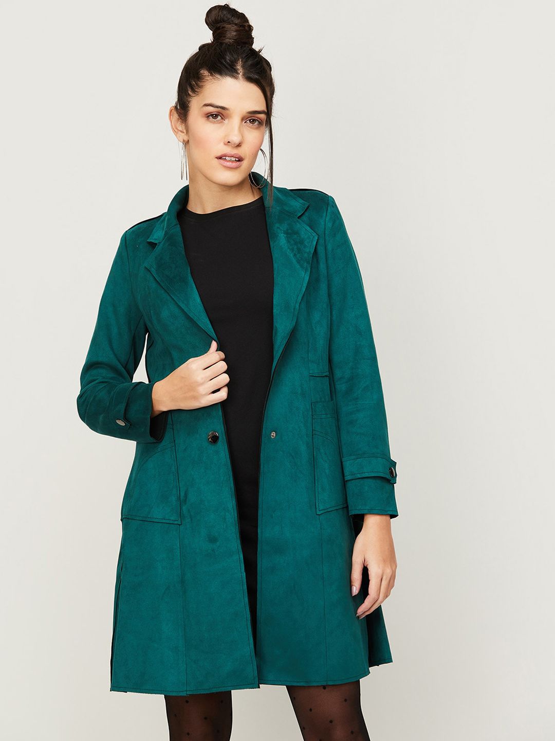 CODE by Lifestyle Women Green Longline Open Front Jacket Price in India