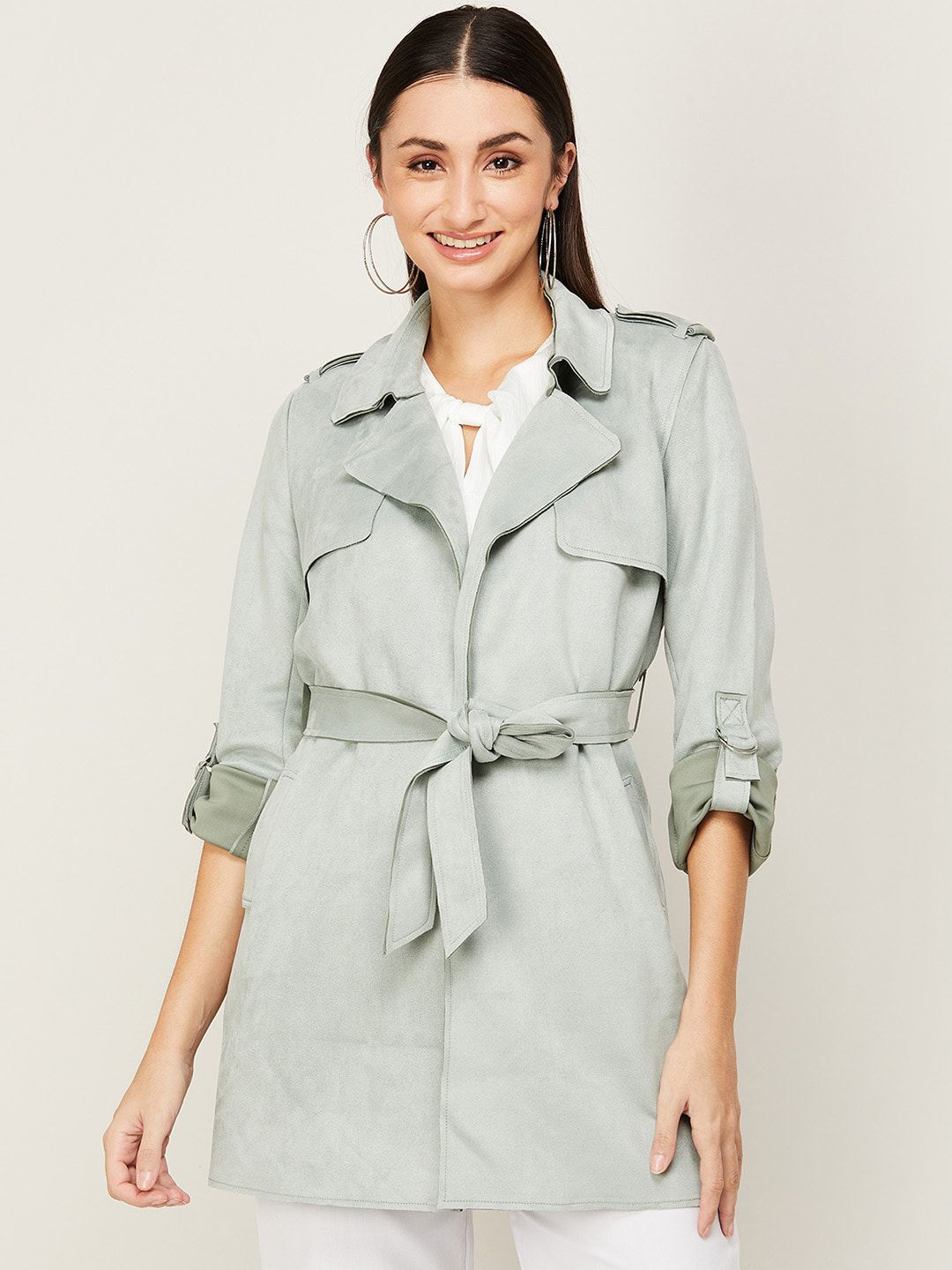 CODE by Lifestyle Women Green Longline Tailored Jacket Price in India