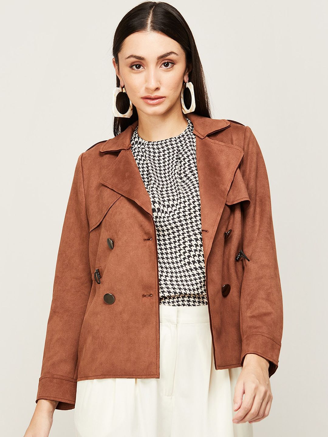 CODE by Lifestyle Women Brown Longline Tailored Jacket Price in India