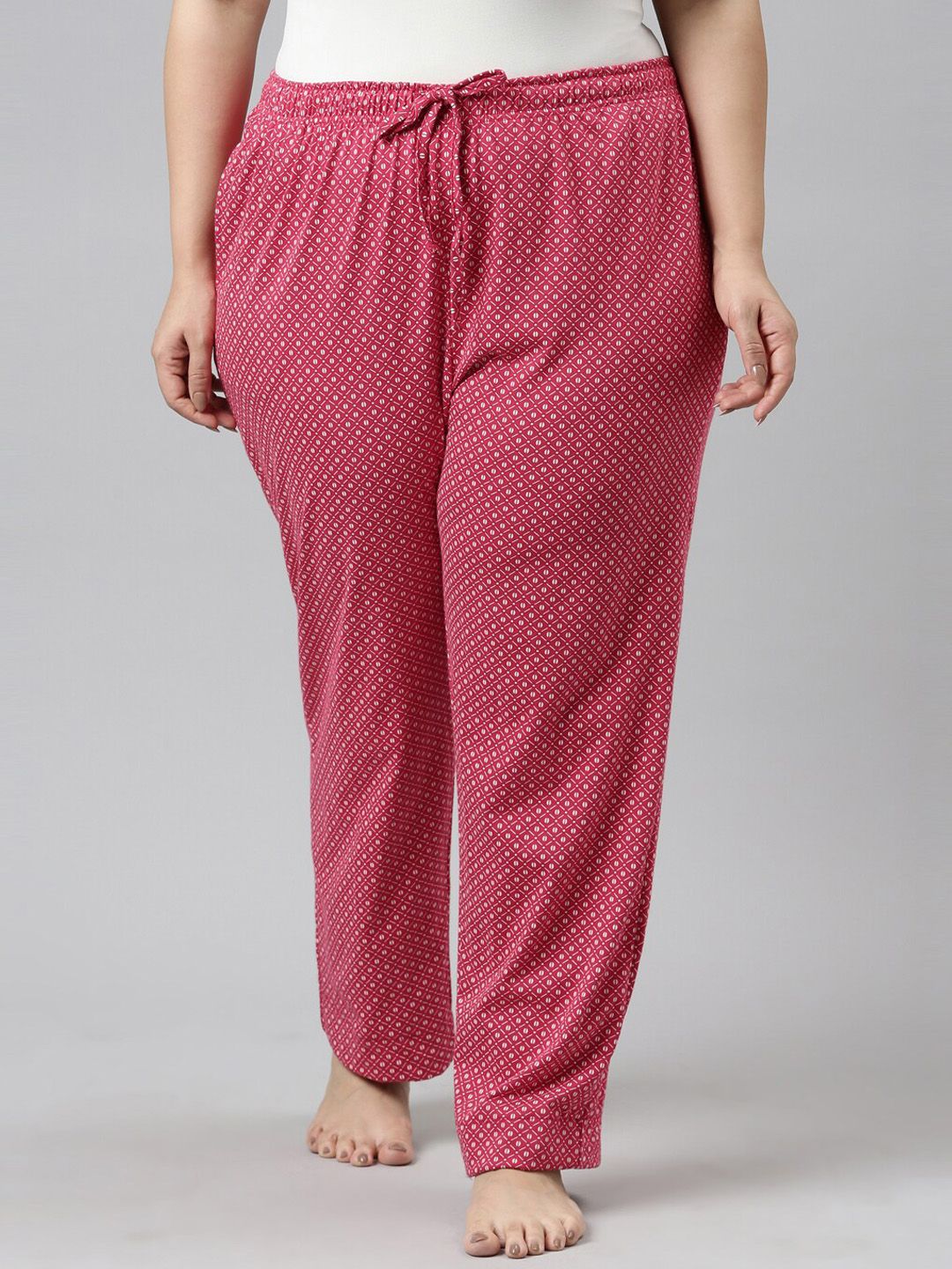 Go Colors Women Plus Size Red Printed Relaxed-Fit Lounge Pant 8905344121874-Red Price in India