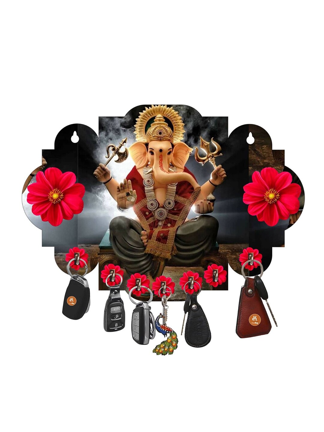 Fashion Bizz Black & Red Printed Ganesha Key Holder Price in India