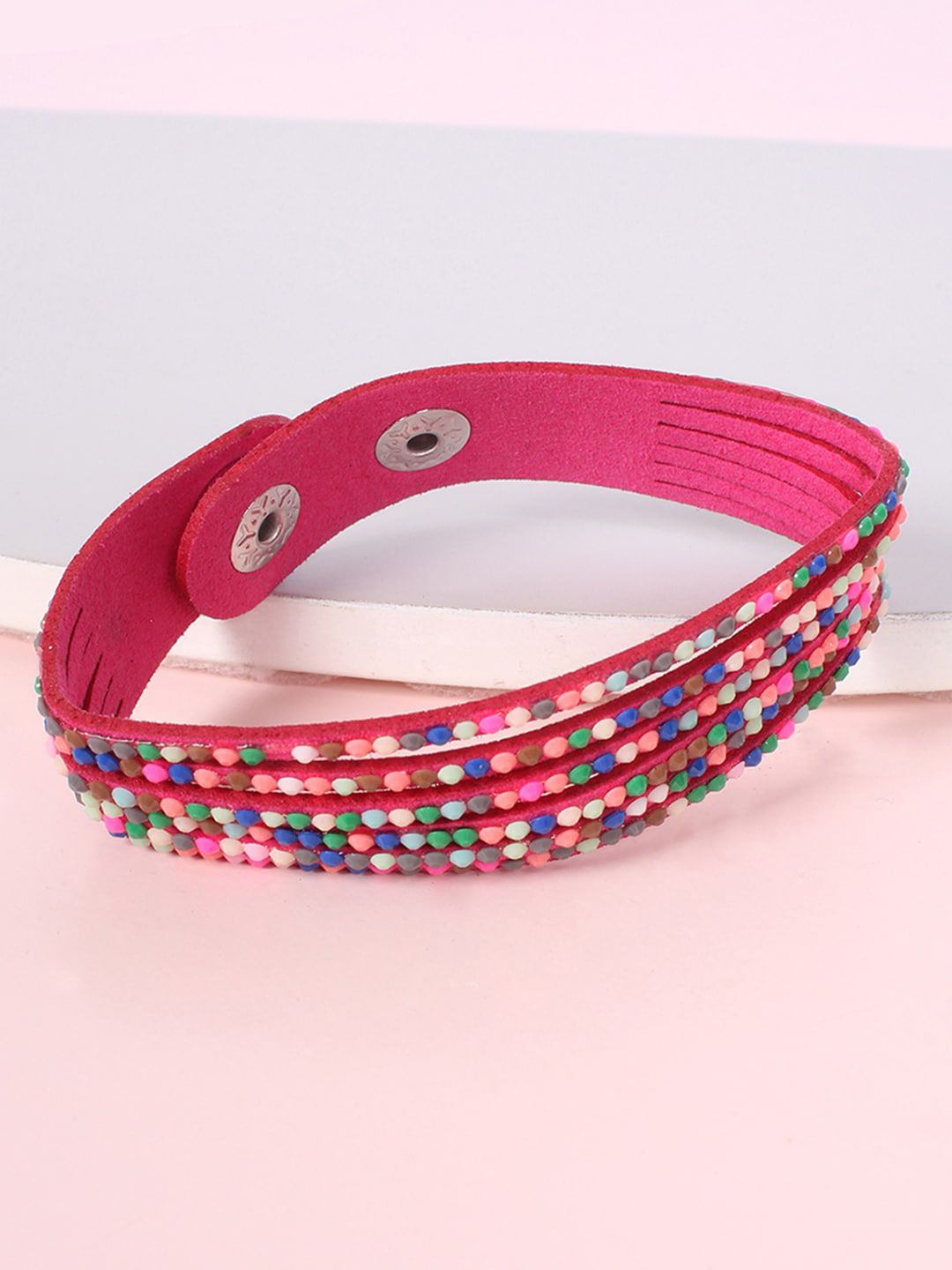 Ayesha Women Pink Multi-Strand Wraparound Bracelet Price in India