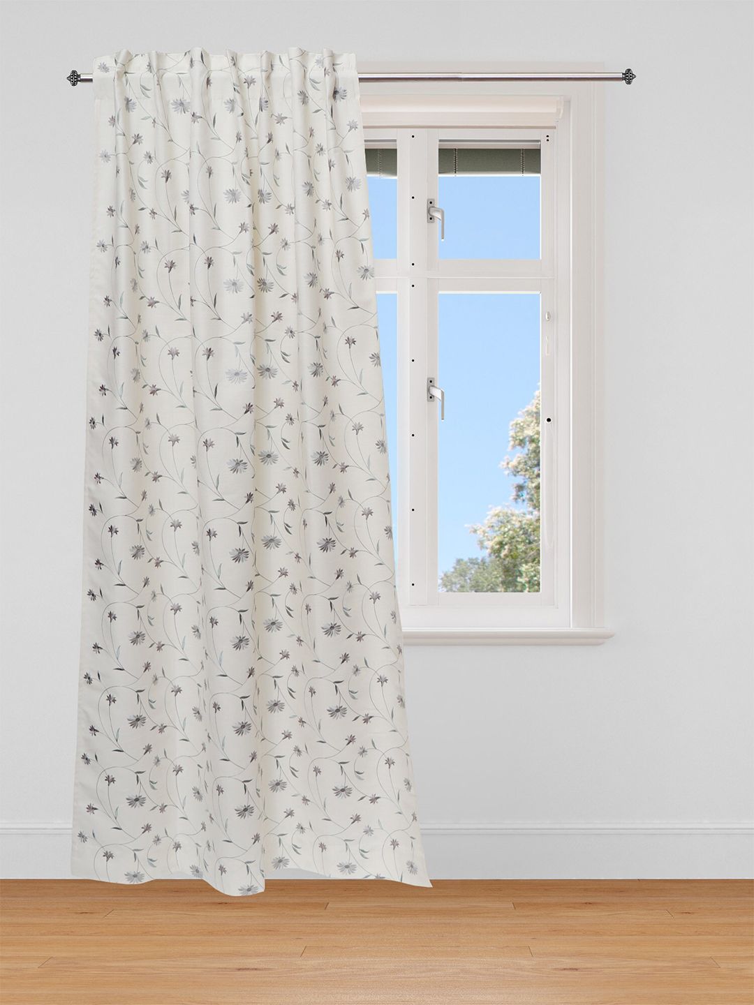 ZEBA Off White & Grey Window Curtain Price in India