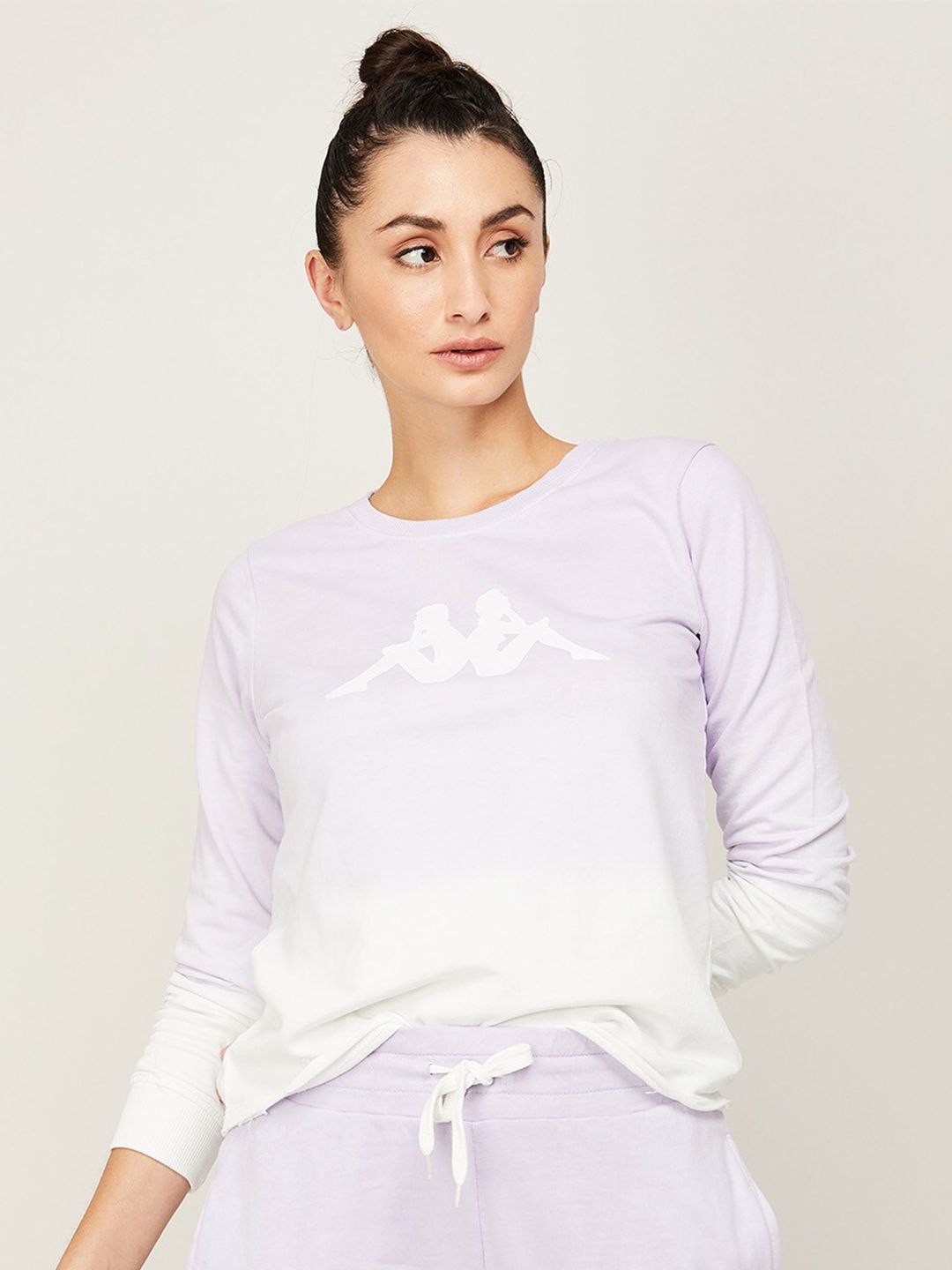 Kappa Women Purple Printed Pure Cotton Sweatshirt Price in India