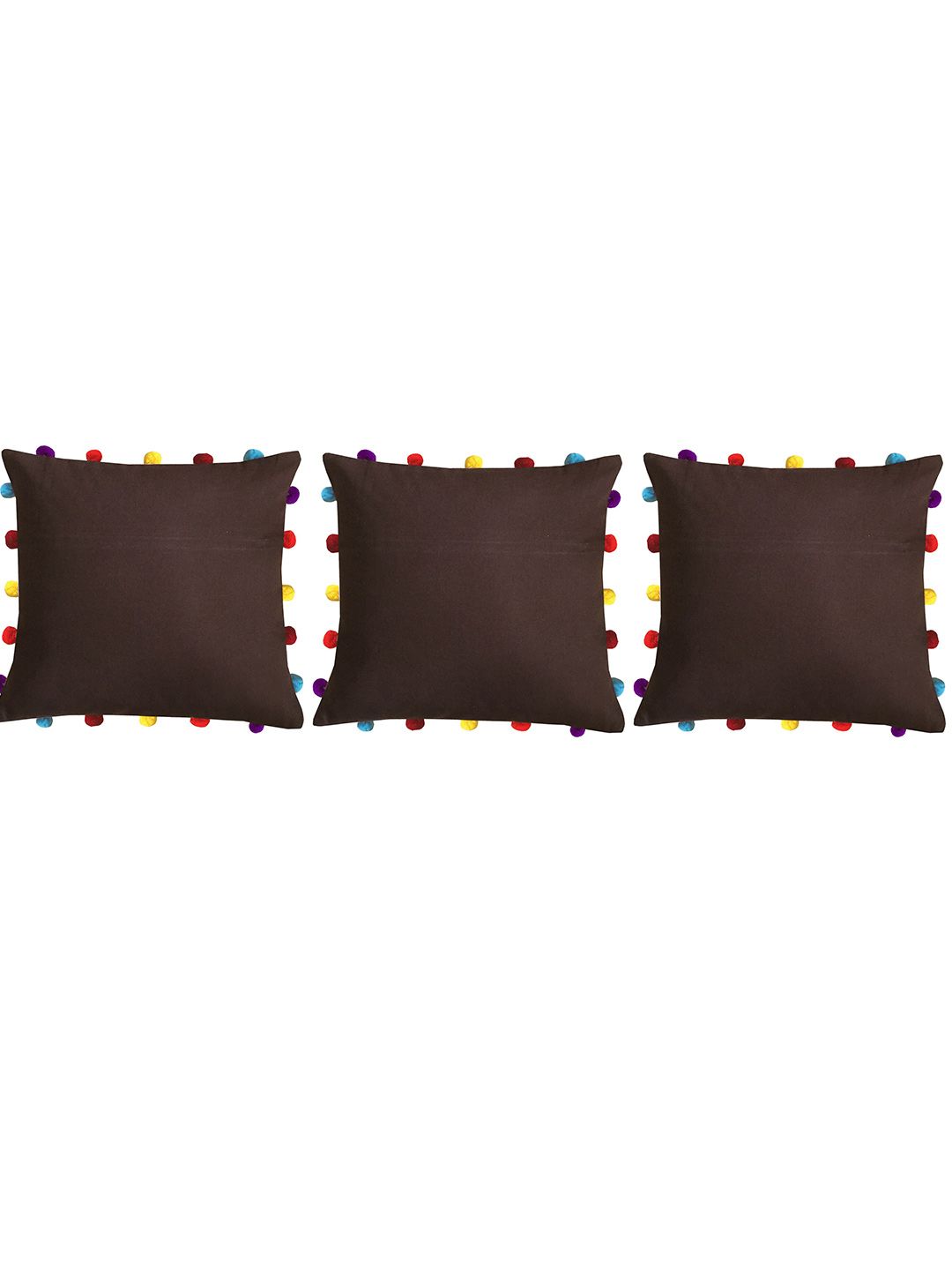 Lushomes Brown Set of 3 Square Cushion Covers Price in India