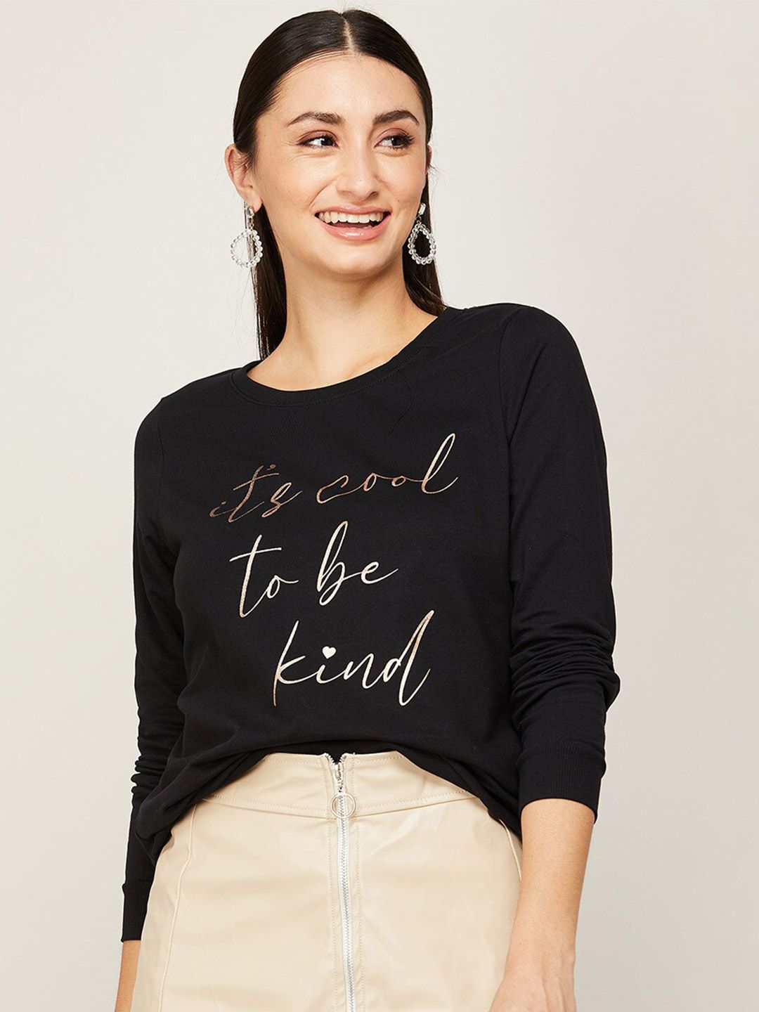 Fame Forever by Lifestyle Women Black Printed Sweatshirt Price in India