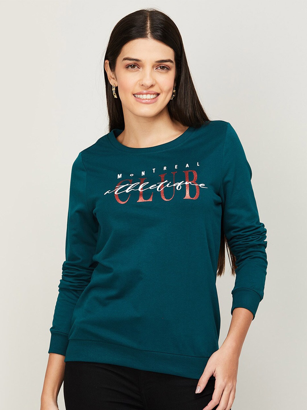 Fame Forever by Lifestyle Women Green Printed Sweatshirt Price in India