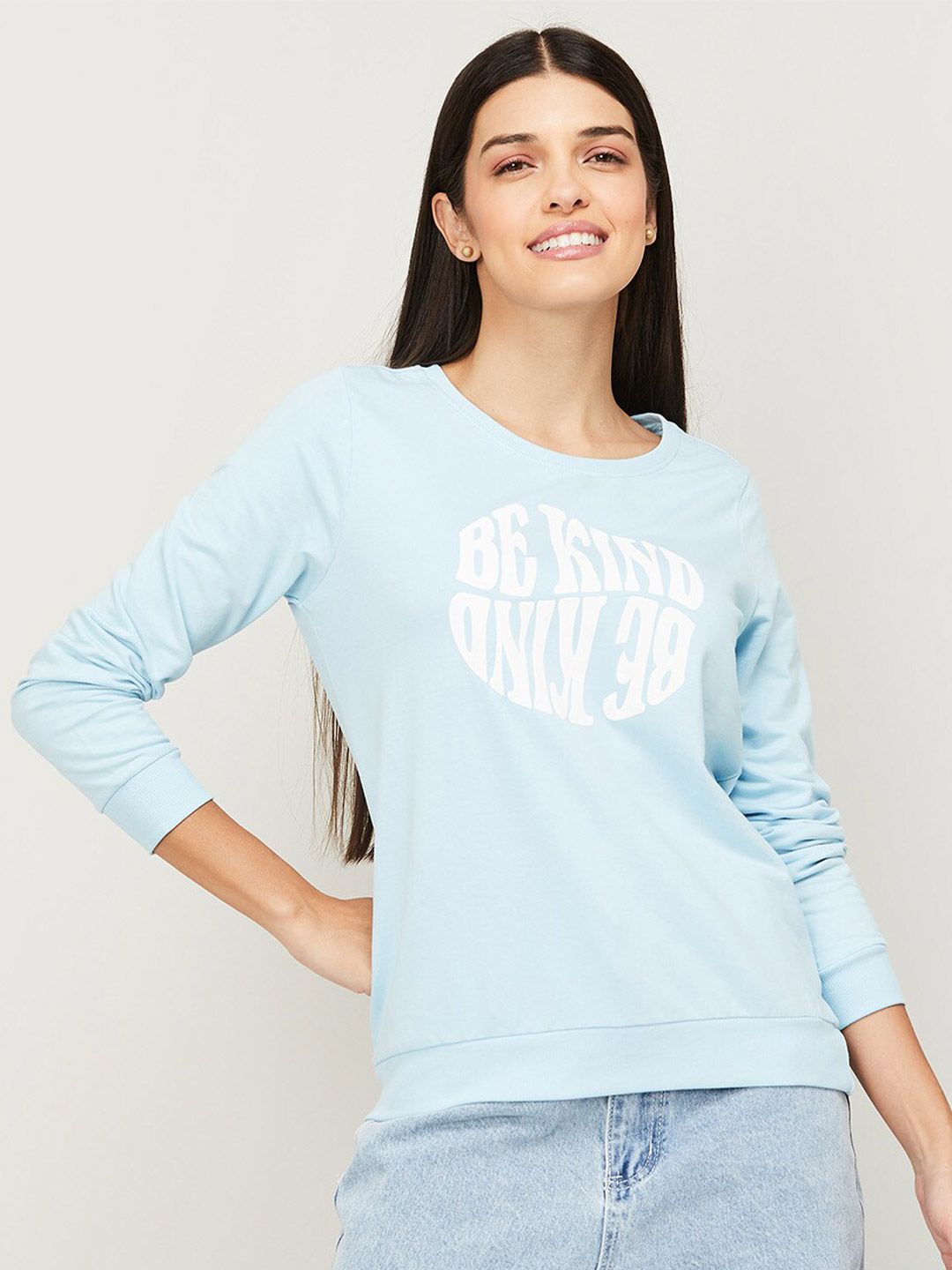 Fame Forever by Lifestyle Women Blue Printed Sweatshirt Price in India