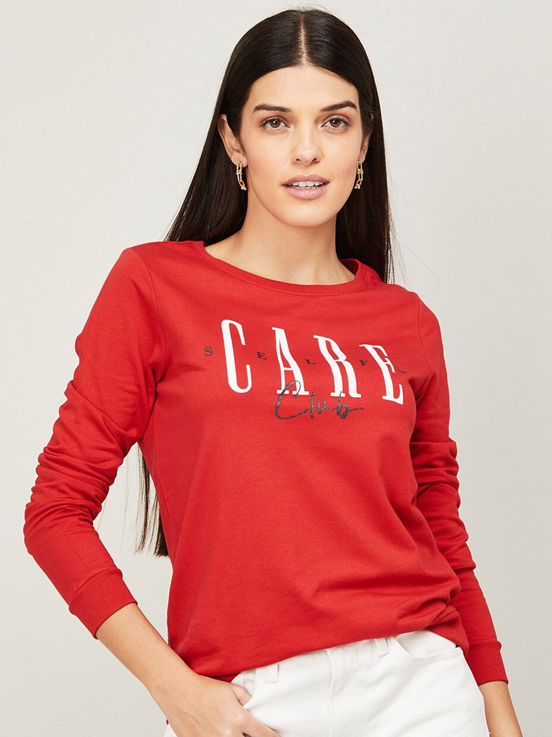 Fame Forever by Lifestyle Women Red Printed Sweatshirt Price in India