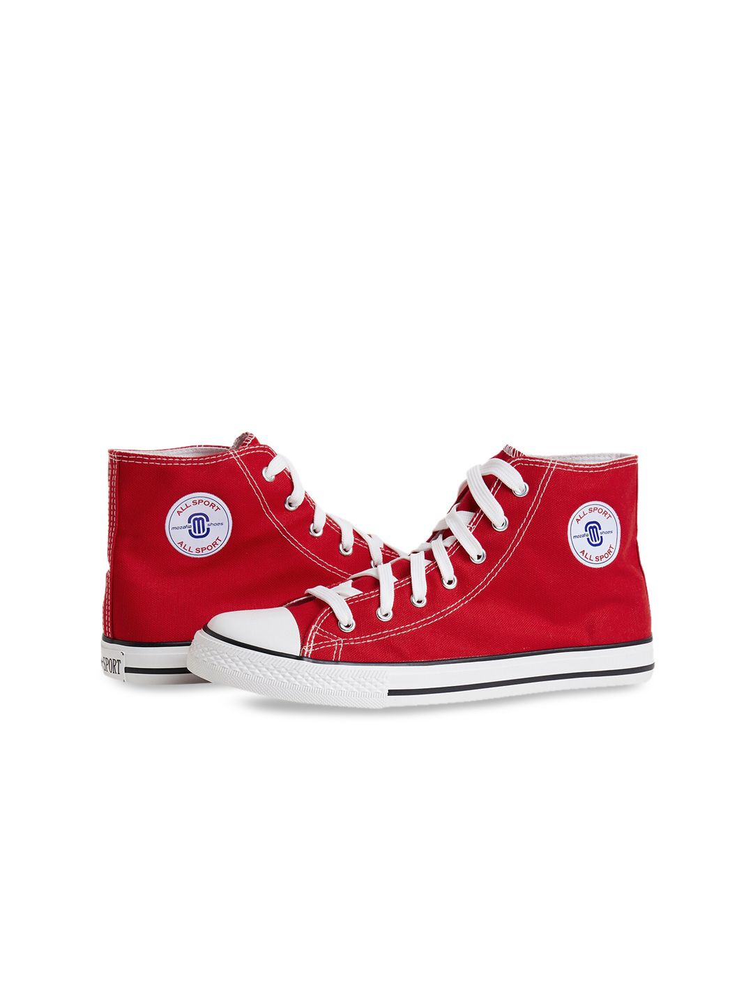 MOZAFIA Women Red Mid-Top Canvas Sneakers Price in India