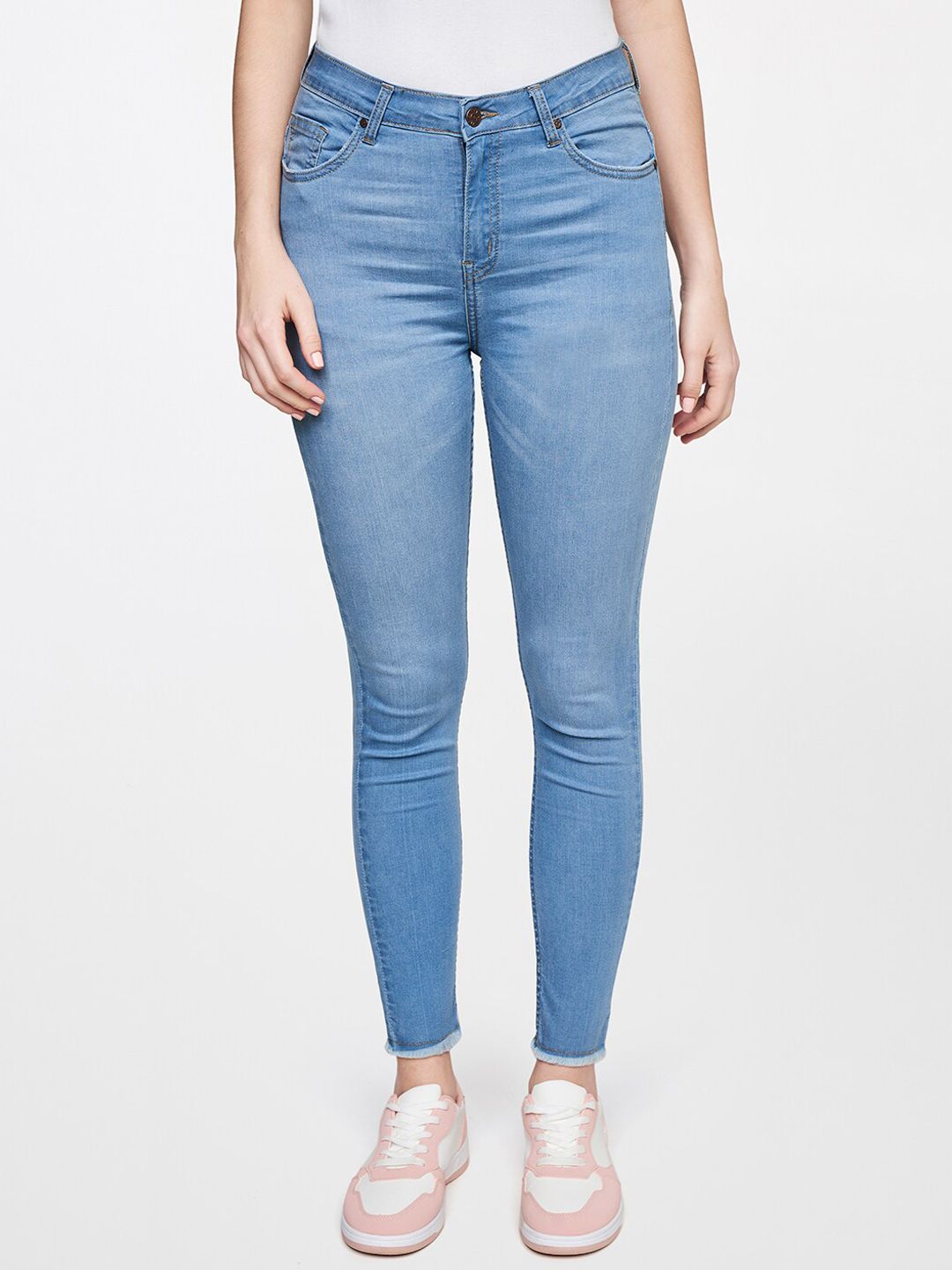AND Women Blue Slim Fit Stretchable Jeans Price in India