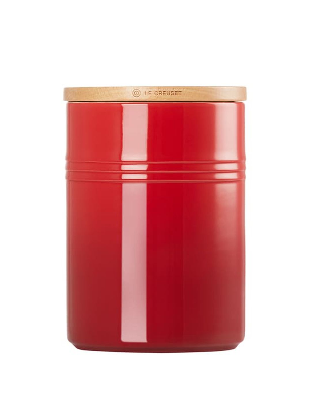 LE CREUSET Red & Brown Glossy Storage Container with Wooden Lid Price in India