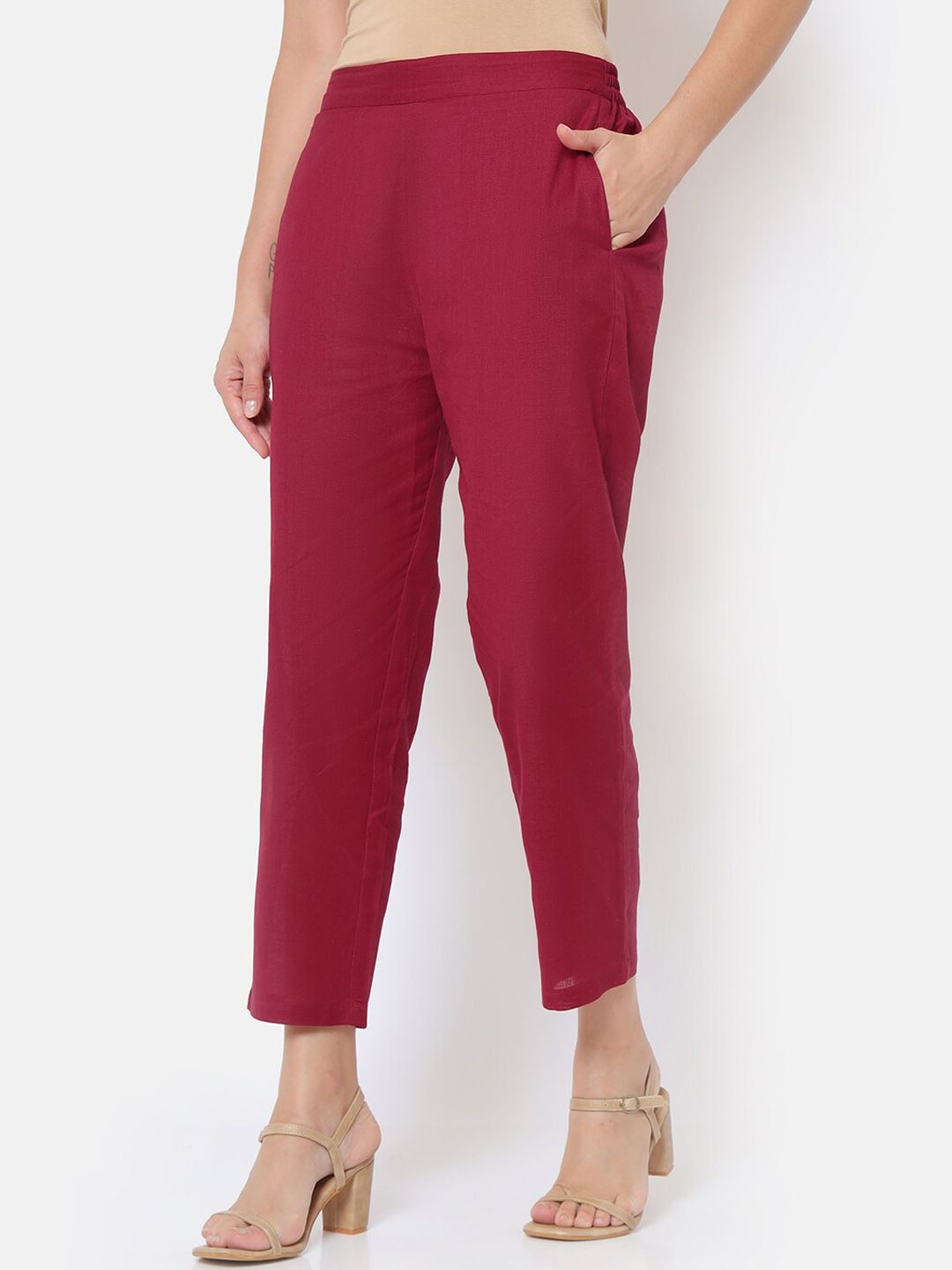 Saaki Women Red Trousers Price in India