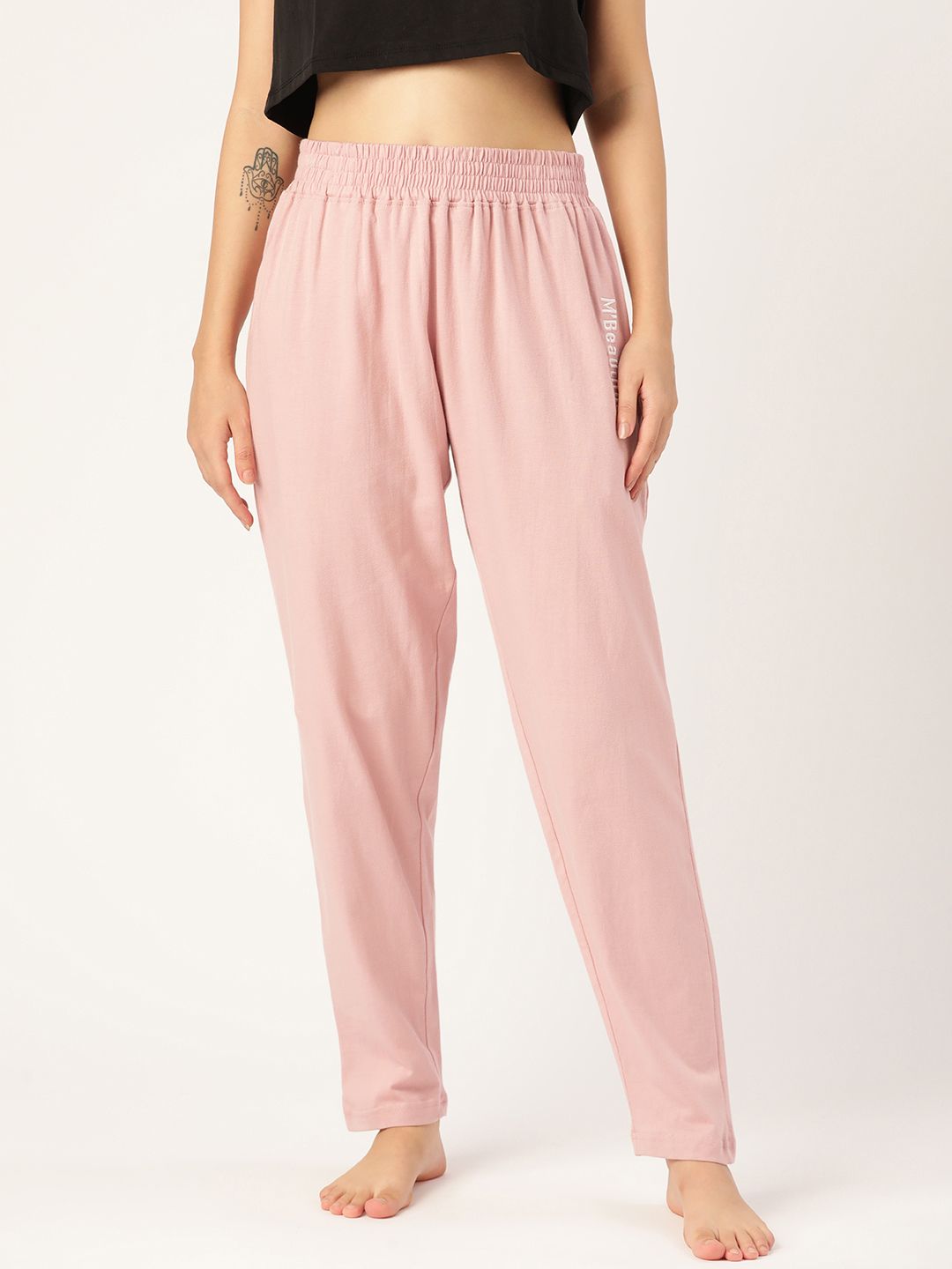 MBeautiful Women Pink Solid Comfort Fit Lounge Pant Price in India