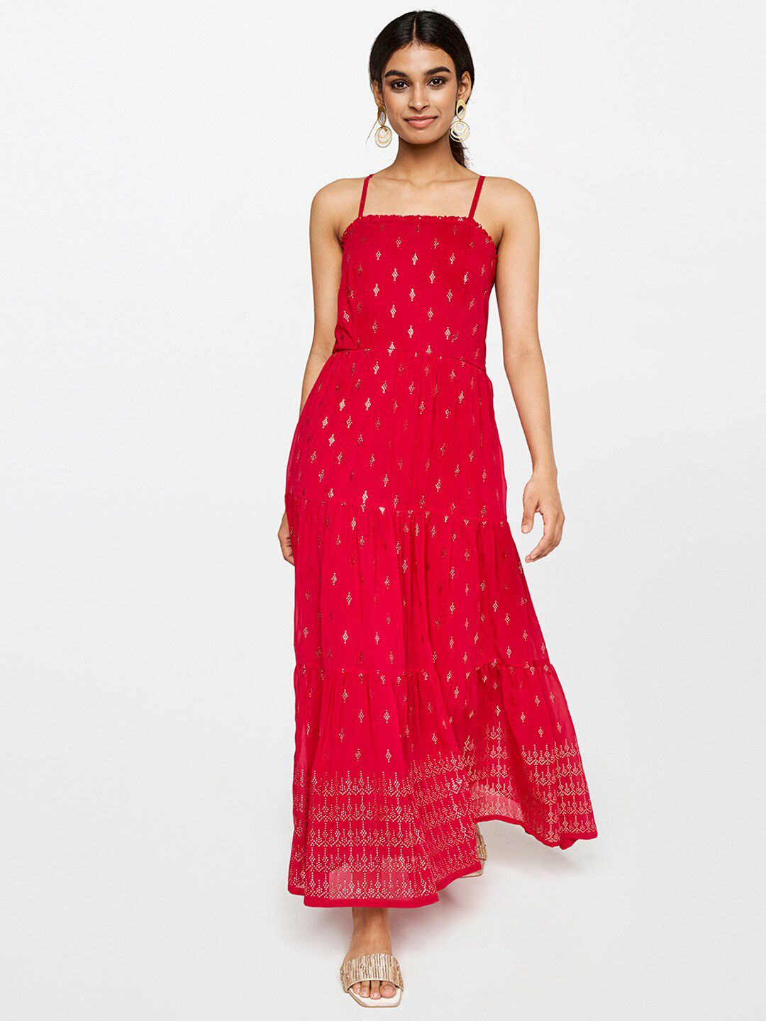 Global Desi Pink A-Line Shoulder strap  Dress Price in India