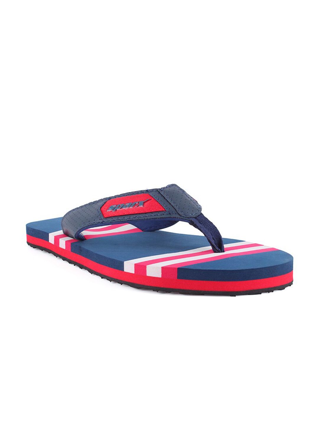 Sparx Men Navy Blue & Red Striped Thong Flip-Flops