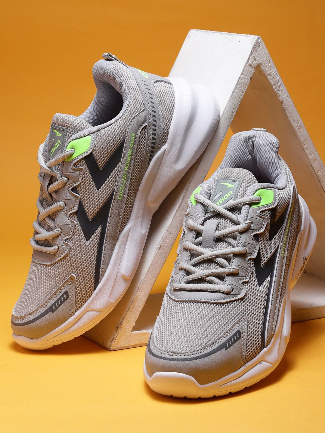 ASIAN Men Grey Mesh Running Non-Marking Shoes