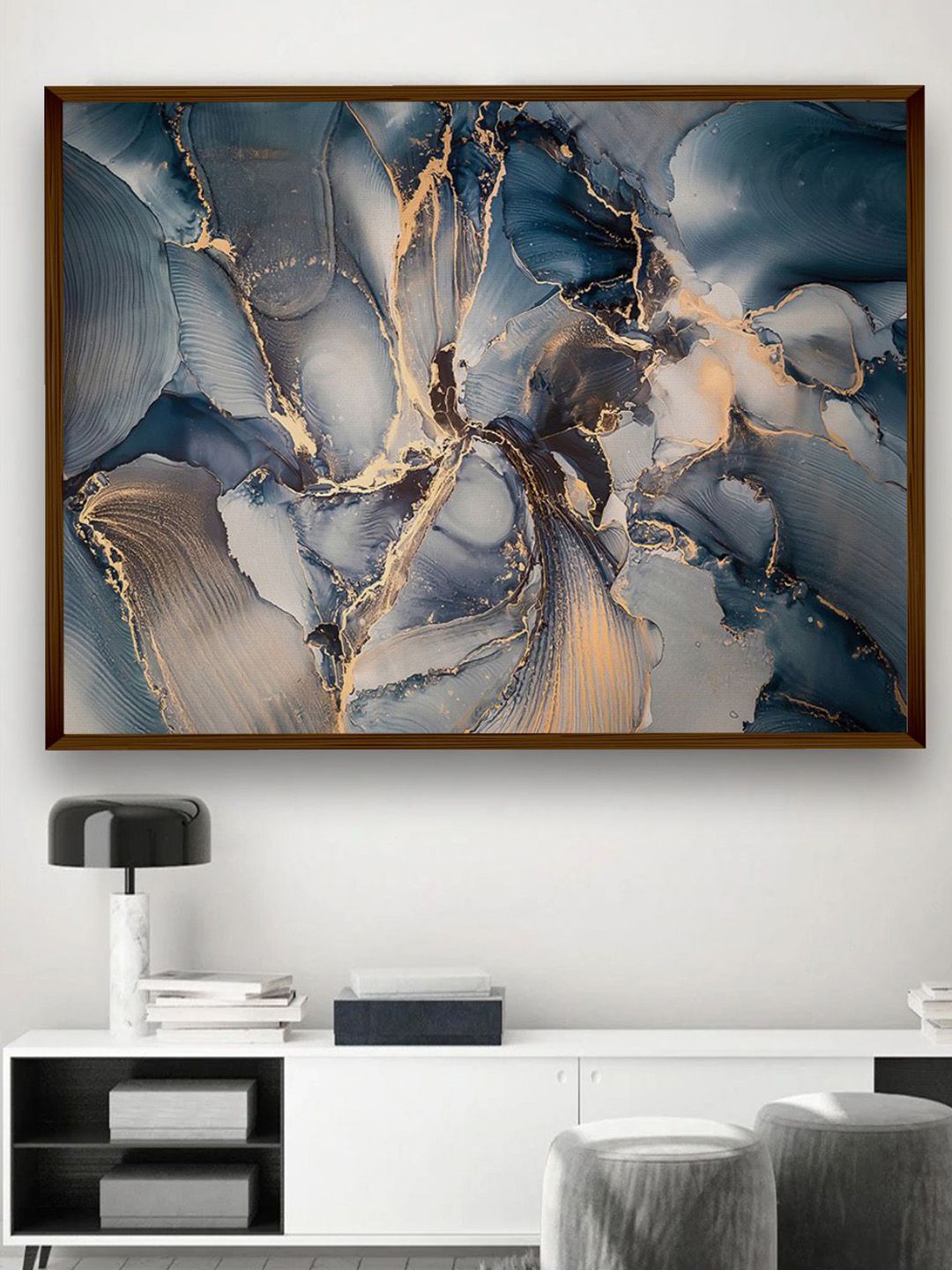 The Art House Brown & Blue Abstract Wall Art Price in India