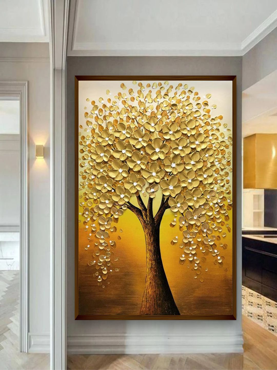 The Art House Yellow & Orange Abstract Painting Wall Art Price in India