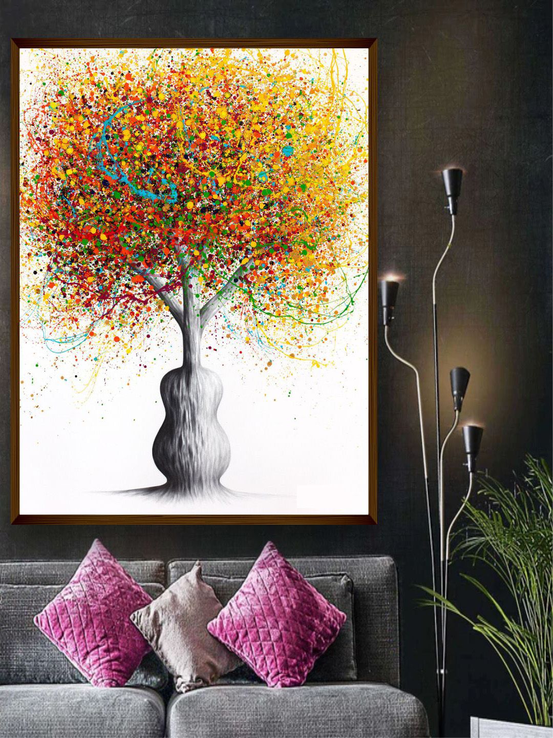 The Art House Grey & Yellow Abstract Painting Wall Art Price in India