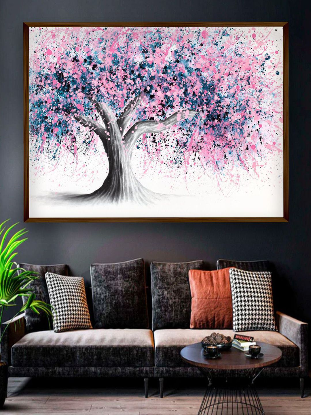 The Art House Pink & Purple Botanical Painting Wall Art Price in India