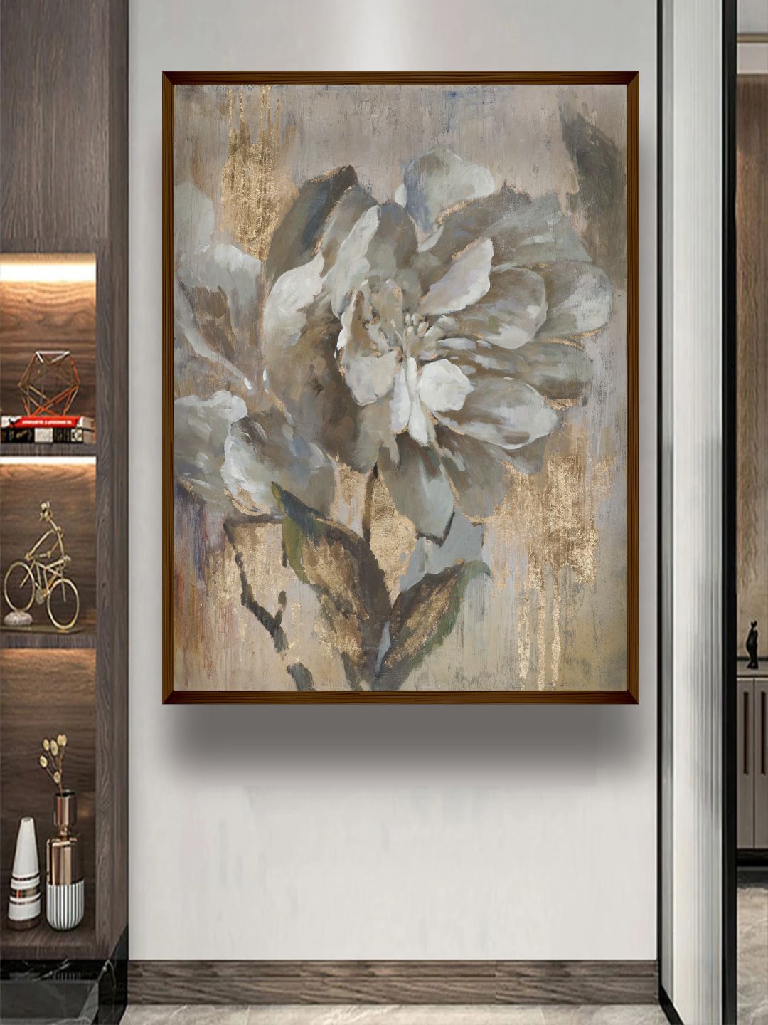 The Art House Beige & Grey Abstract Painting Wall Art Price in India