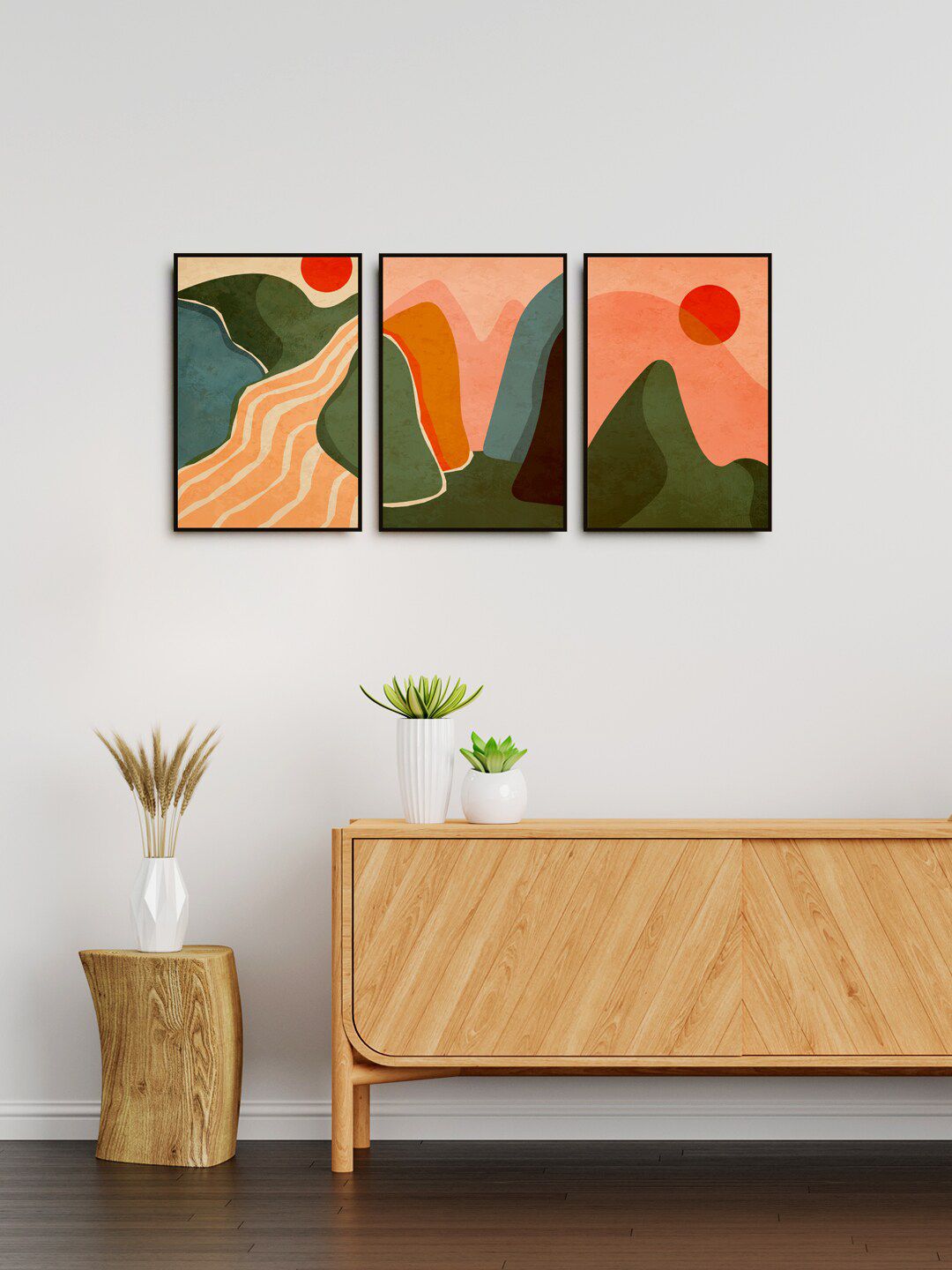 999Store Set Of 3 Abstract Painting Wall Art Price in India