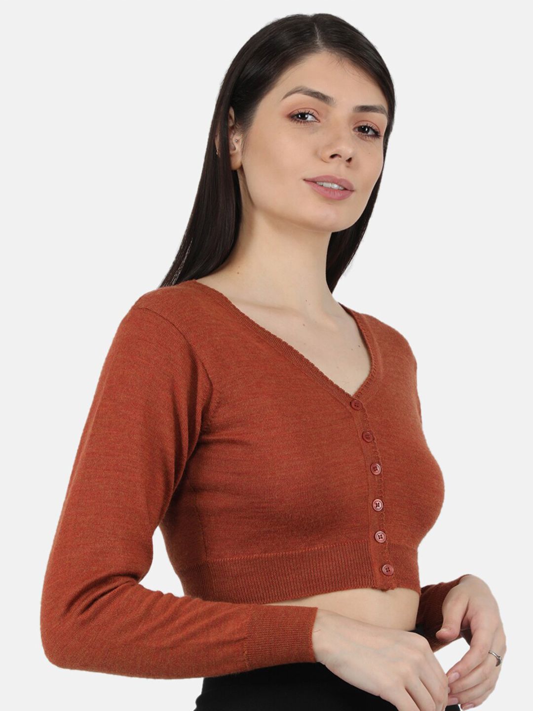 Monte Carlo Women Rust Crop Cardigan Price in India