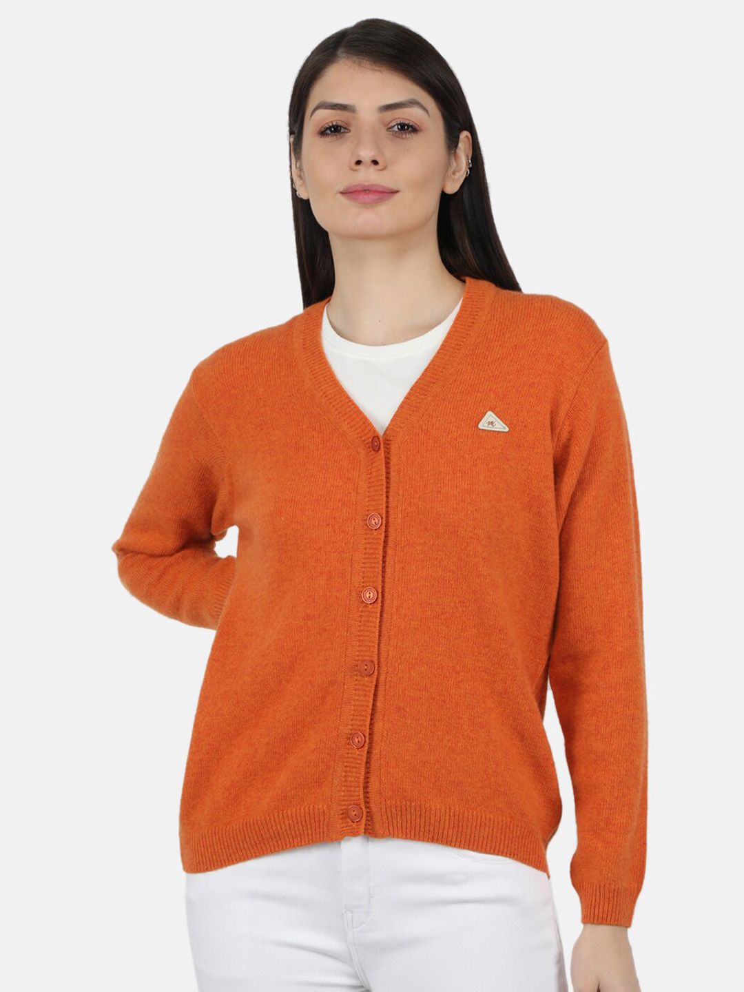 Monte Carlo Women Orange Cardigan sweater Price in India