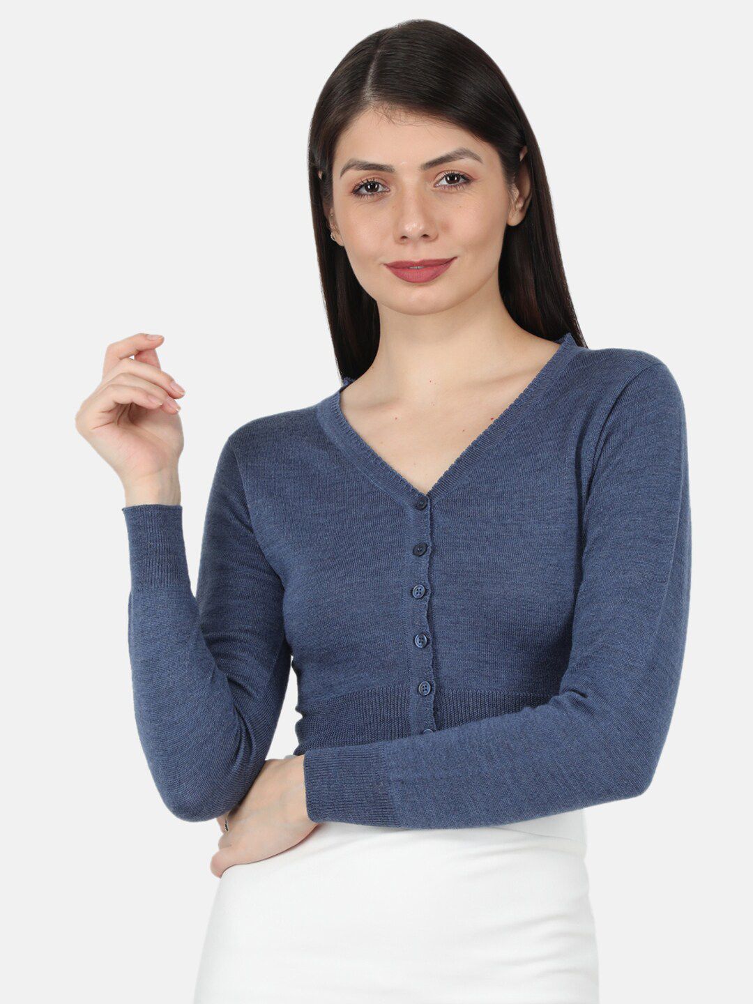 Monte Carlo Women Blue Crop Cardigan Price in India