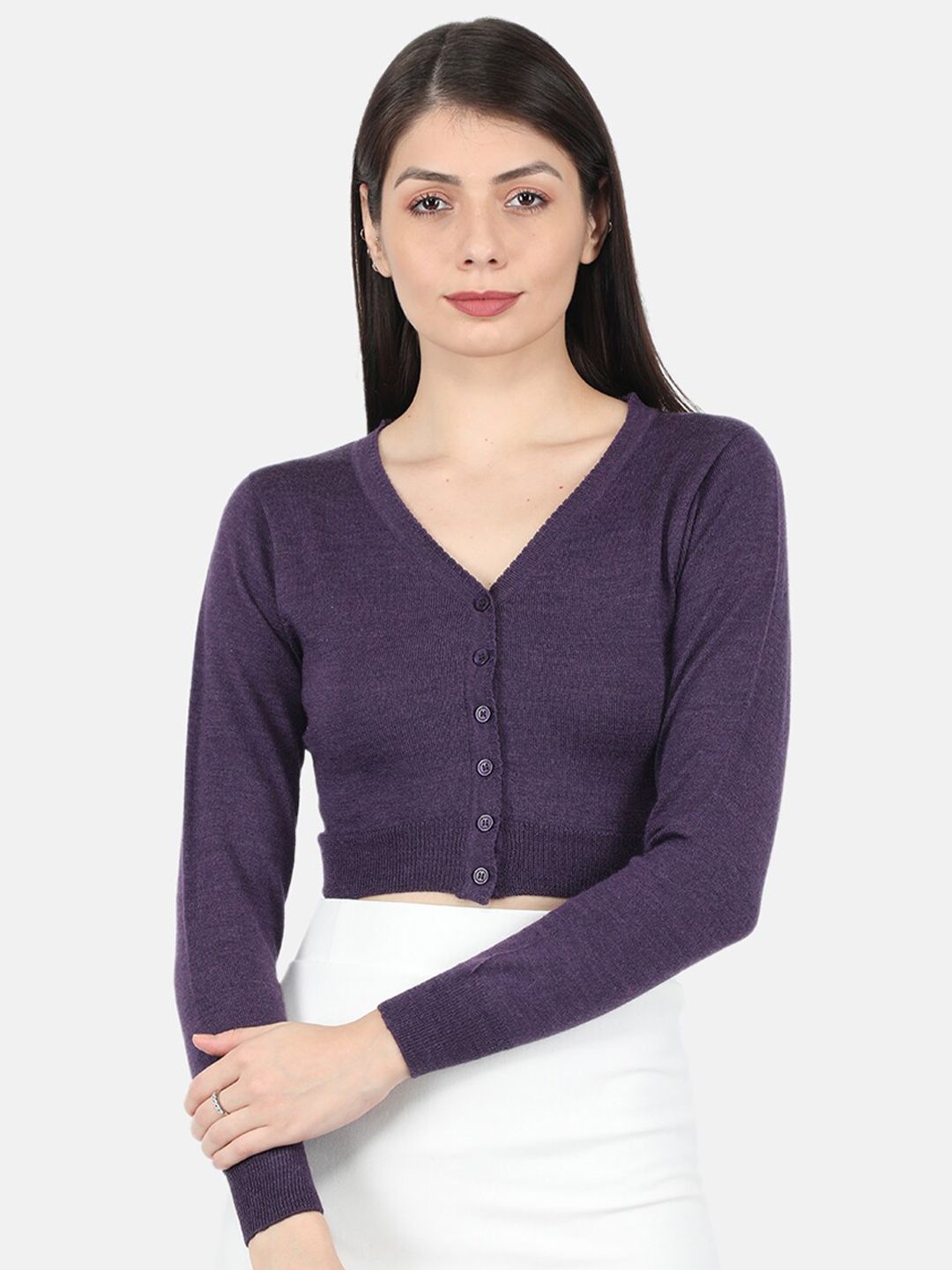 Monte Carlo Women Violet Crop Cardigan Price in India