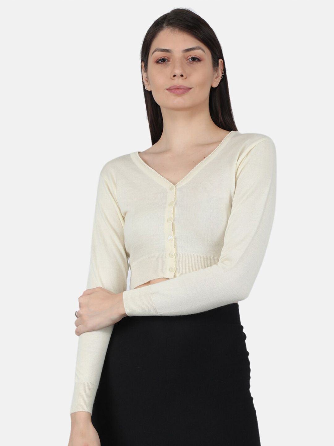 Monte Carlo Women Off White Crop Cardigan Price in India